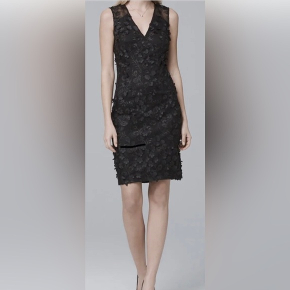 White House Black Market Dresses & Skirts - NWOT White House Black Market 3D floral appliqué dress